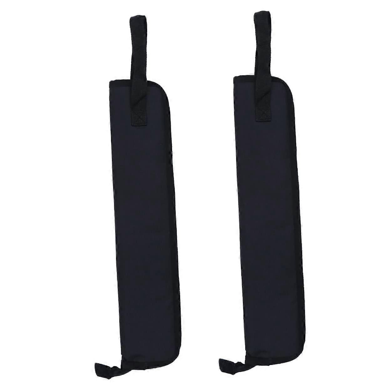 2Pcs Drumstick Bag Set with Durable Carry Handle, Compact Black Storage Case for Drummers