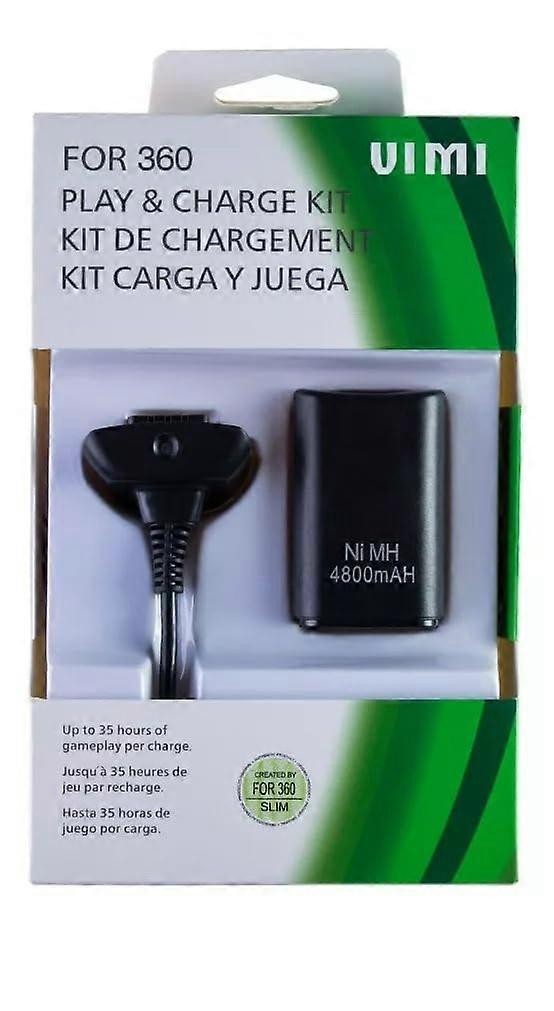 Play and Charge Kit with Rechargeable Battery Pack and USB Cable for Xbox 360 Controllers