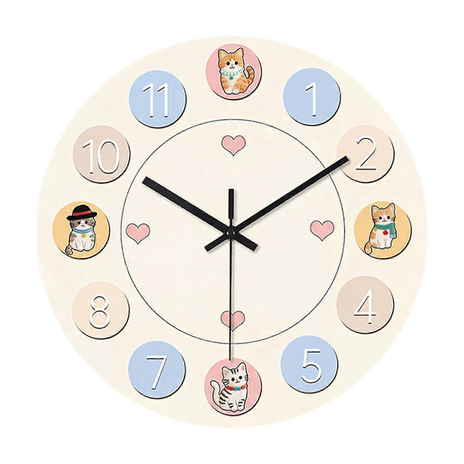 Clock Decorative Clock Cute Round Modern Wall Ornament Silent for Nursery Study