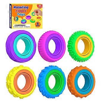 Fidget-leker Sensoriske ringer for barn: 6-pakning med fingerspinnerringer - Teksturerte stressleker for barn Autisme-beroligende - Morsomme fidgetleker for klasserommet Prize Stocki