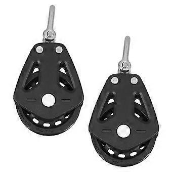 2pcs Nylon Stainless Steel Double Pulley Block with Swivel Bearing for Marine and Sailboat  Weight Cable Systems and Gym Equipment