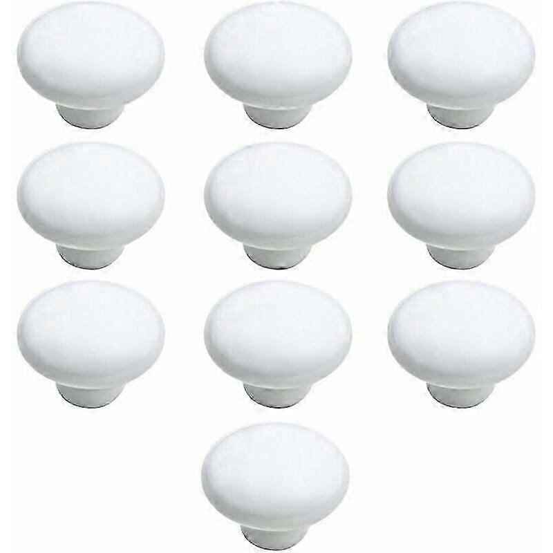 10-Piece 33mm Ceramic Door Knobs compatible with Kitchen Cabinets and Drawers, White
