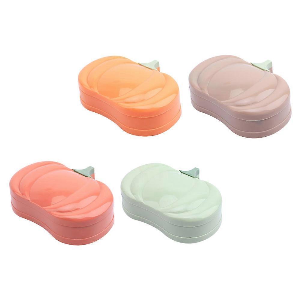 Pumpkin Soap Boxes for Storage 4Pcs Bathroom Soap Boxes with Lid