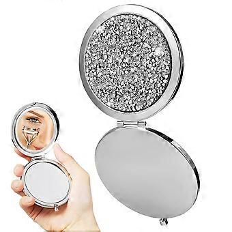 Mini kompaktowe lustro Okrągłe metalowe lusterko kieszonkowe Małe lusterko do makijażu Dwustronne lustro kieszonkowe