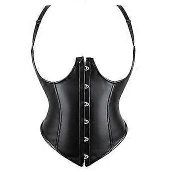 Sexy Schnürkorsett, schmal geschnitten, Taillengürtel, Unterbrustbustier, Damen-Crop-Top, Schnürkorsett mit Stäbchen, Schwarz, Neu