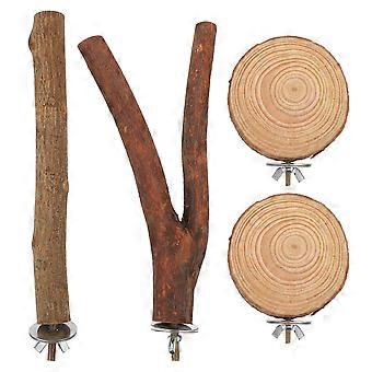 Jouets pour perroquets, perchoirs, jouets pour oiseaux, pour animaux de compagnie, 4 tiges en bois