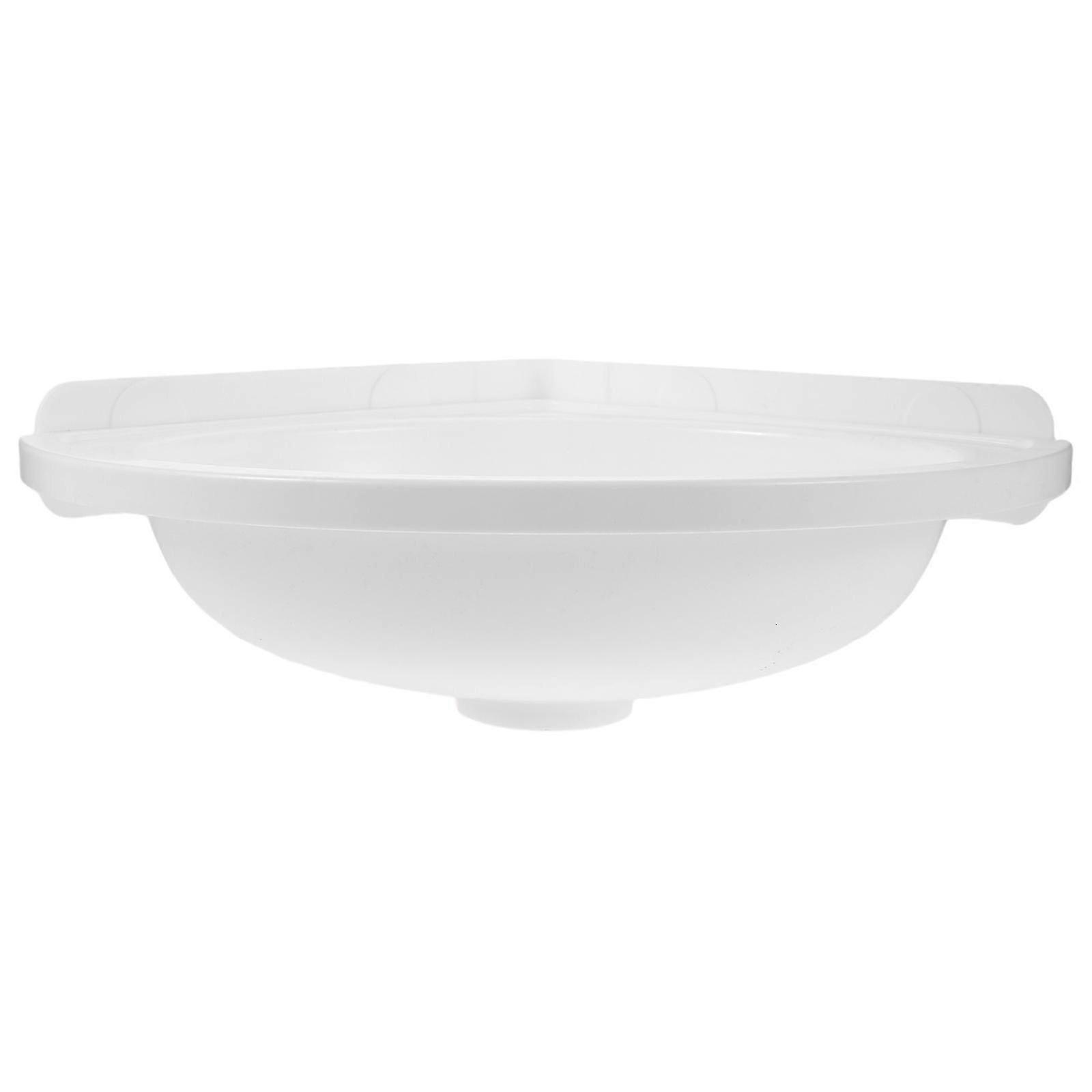 Lavabo de pared triangular de plástico blanco para baño.