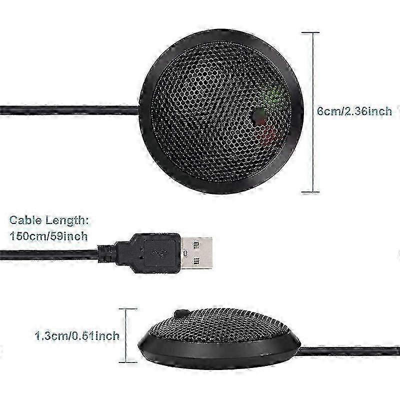 Conference USB Microphone,Omnidirectional Condenser PC Microphone with Mute Button LED Indicator,Pl