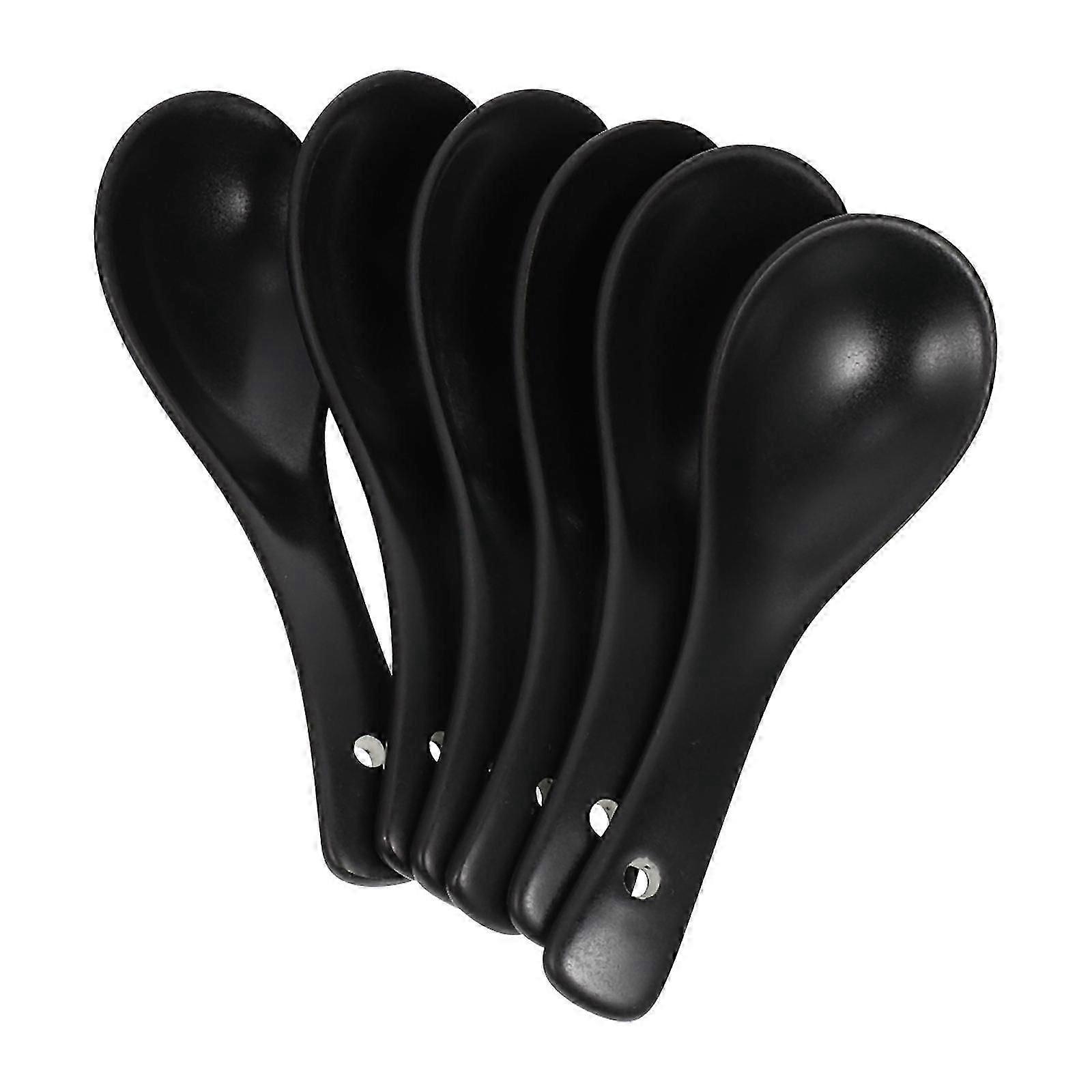 Black Ceramic Spoons, Smooth and Comfortable Grip, Easy to Clean, 6-Piece Set for Kitchen and Dining