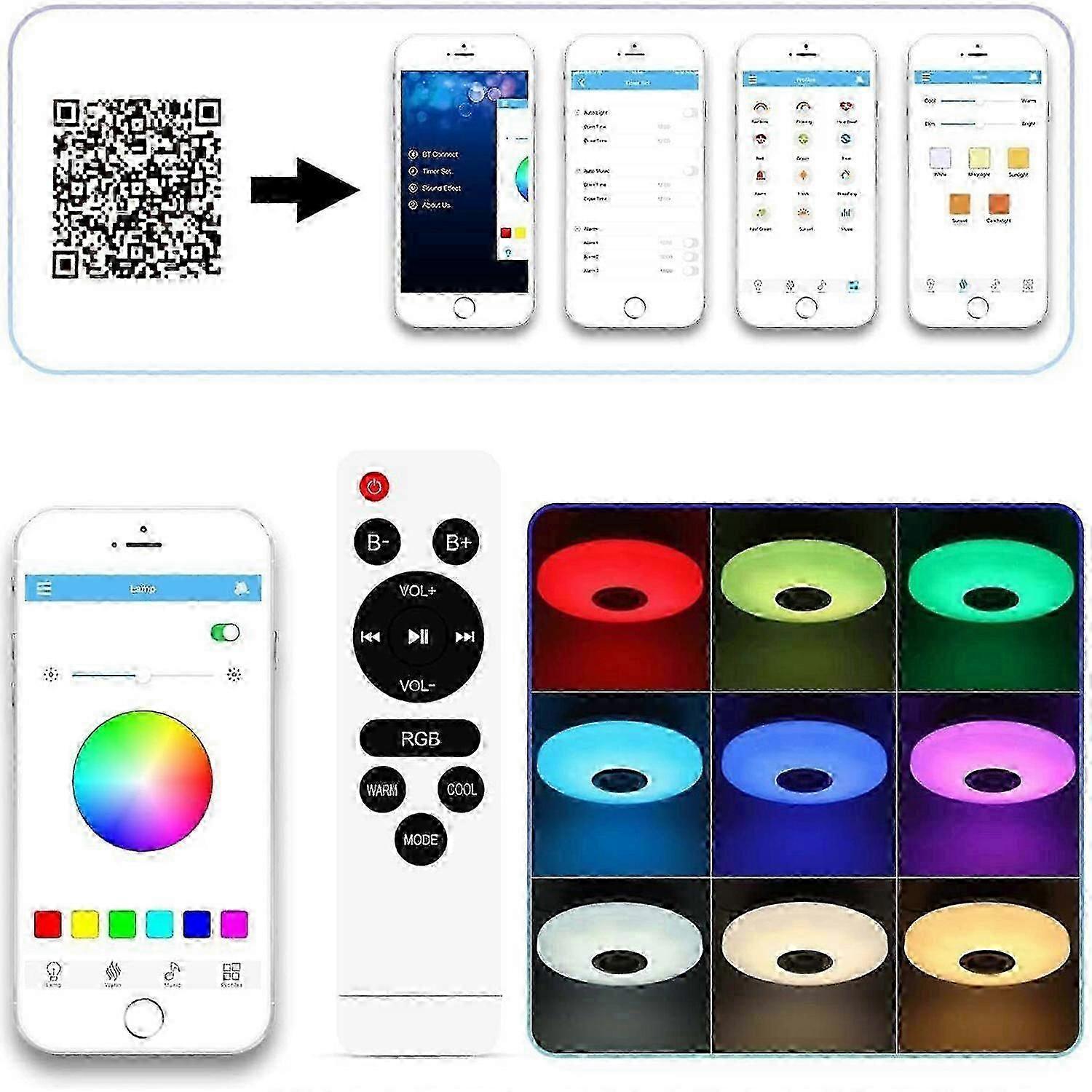 Dimmable RGB Ceiling Light with App Remote Control and Color Changing Function 36W