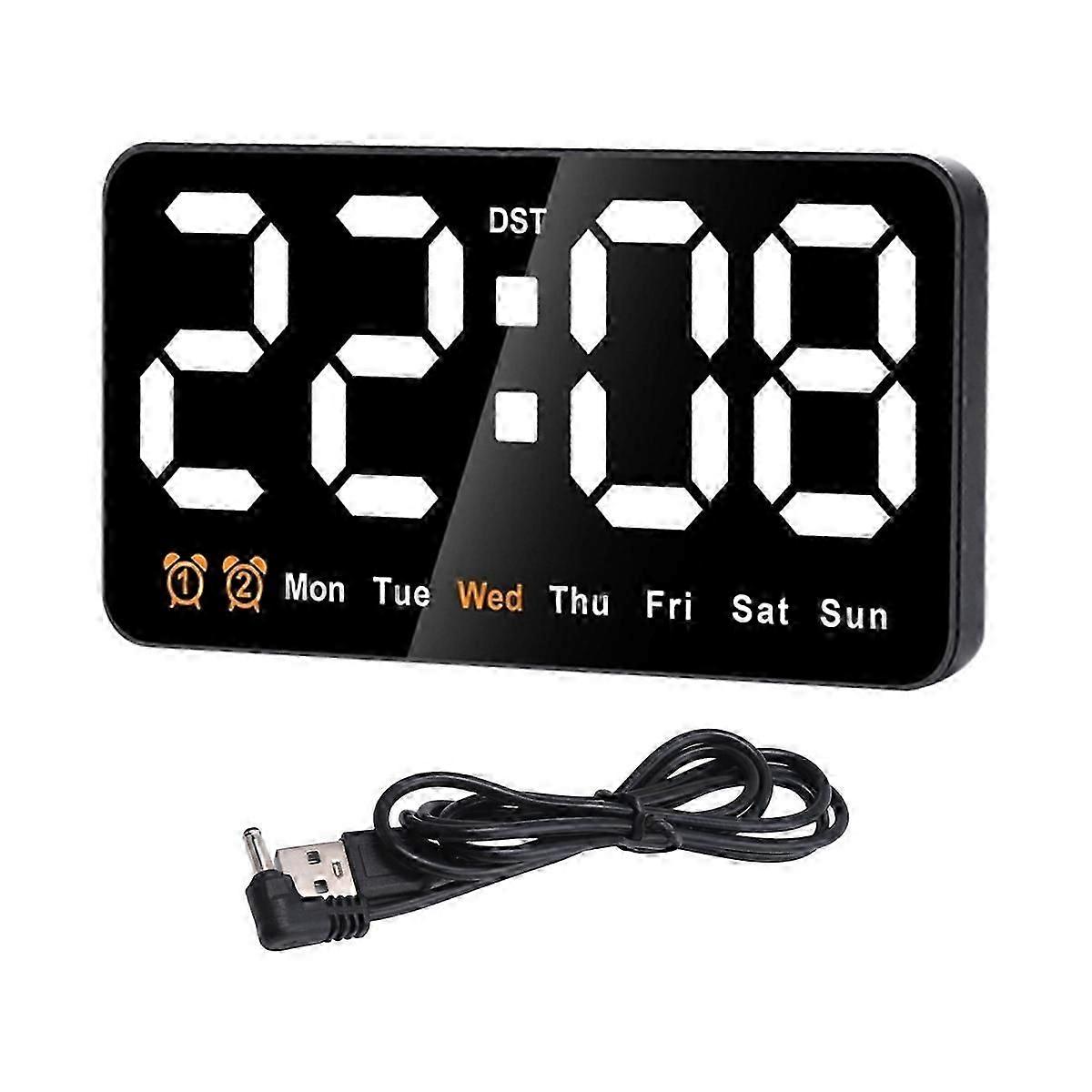 Digital Wall Clock, 9Inch LED Digital Clock(White)