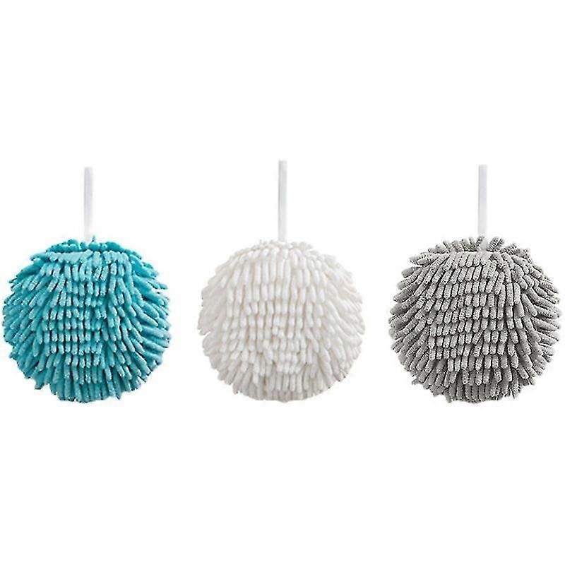 3pcs Fluffy Ball Towels,hanging Bathroom Hand