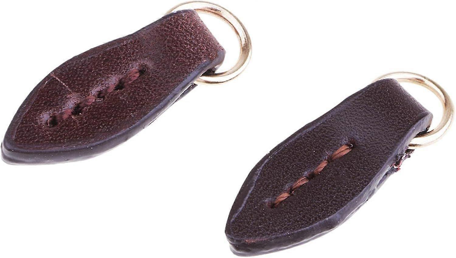 2Pcs DIY Leather Zipper Pull Replacement - Coffee Color