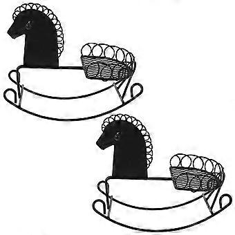 2pcs Decoração de Cavalo: Miniatura de Brinquedo de Cavalo de Balanço - Acessórios para Casa de Bonecas - Pequeno Adereço de Fotografia - Mini Ornamento de Casa para Brincar e Decorar