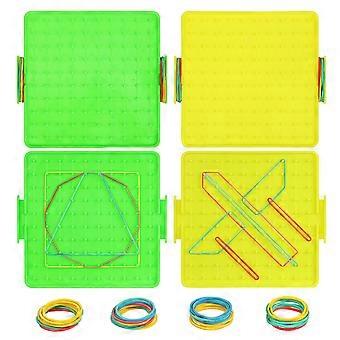 4pcs Geoboard Pegboard Plastic Nail Board Geometric Shape Learning Tools Random Color