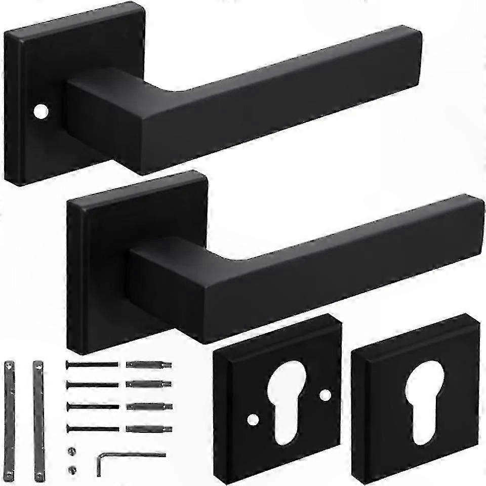 Matte black door handle set