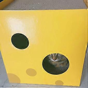 Cheese Shape Cat Scratch House Cardboard Cat Scratcher House Interesting Cat Hiding House for Resting Playing