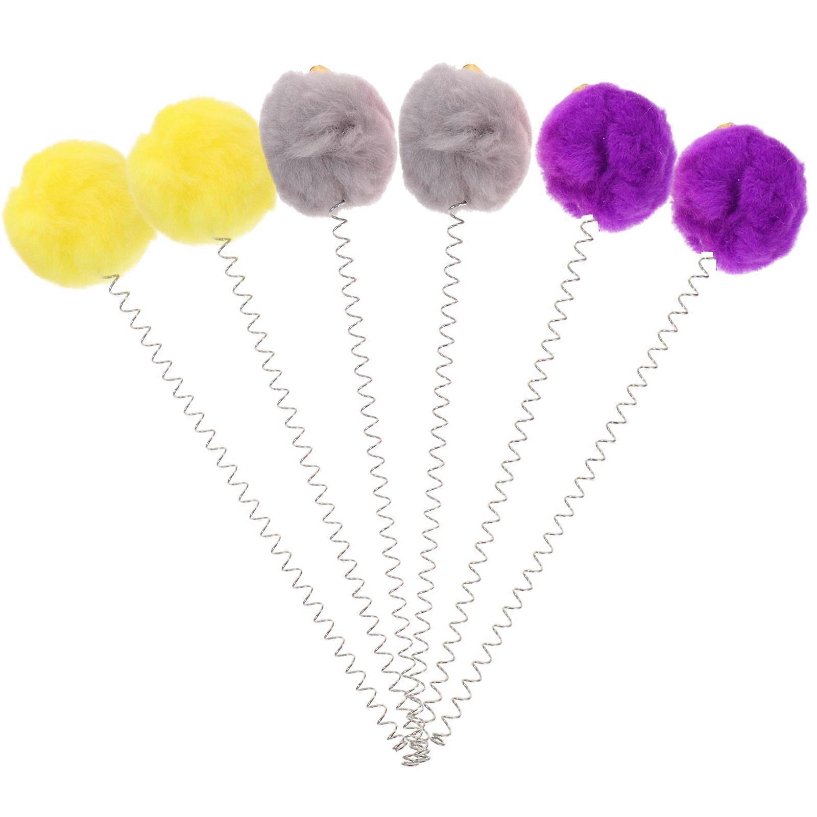 Self-Teasing Spring Cat Toy Stick 6Pcs Interactive Indoor Cat Teaser