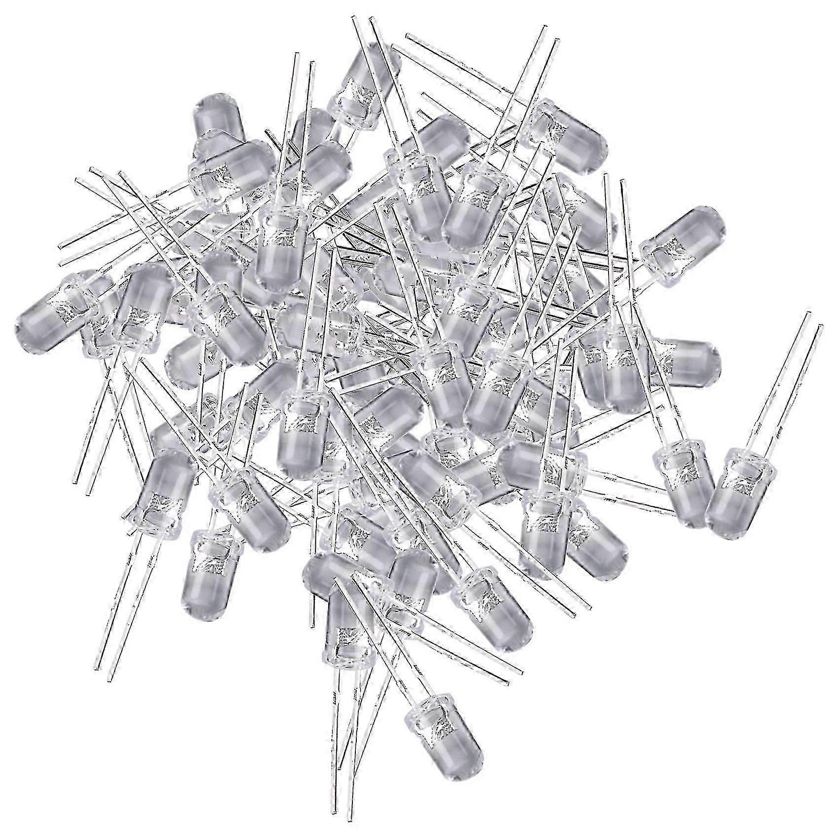 100 Pcs 5mm Warm White LED Diode Lights DC 3V 20ma Electronics Components