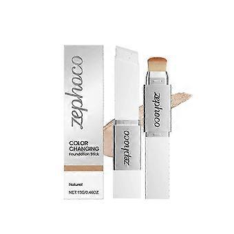 La base de maquillaje en barra Zephoco Natural Color Two-In-One, que cambia de color, es ligera, hidratante y se adhiere bien sin dejar sensación pegajosa. Es ligera y fina.