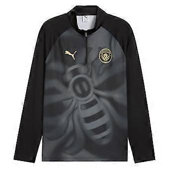 Camisa de aquecimento do Manchester City com zíper 1/4 (preta) para a temporada 2026-2027