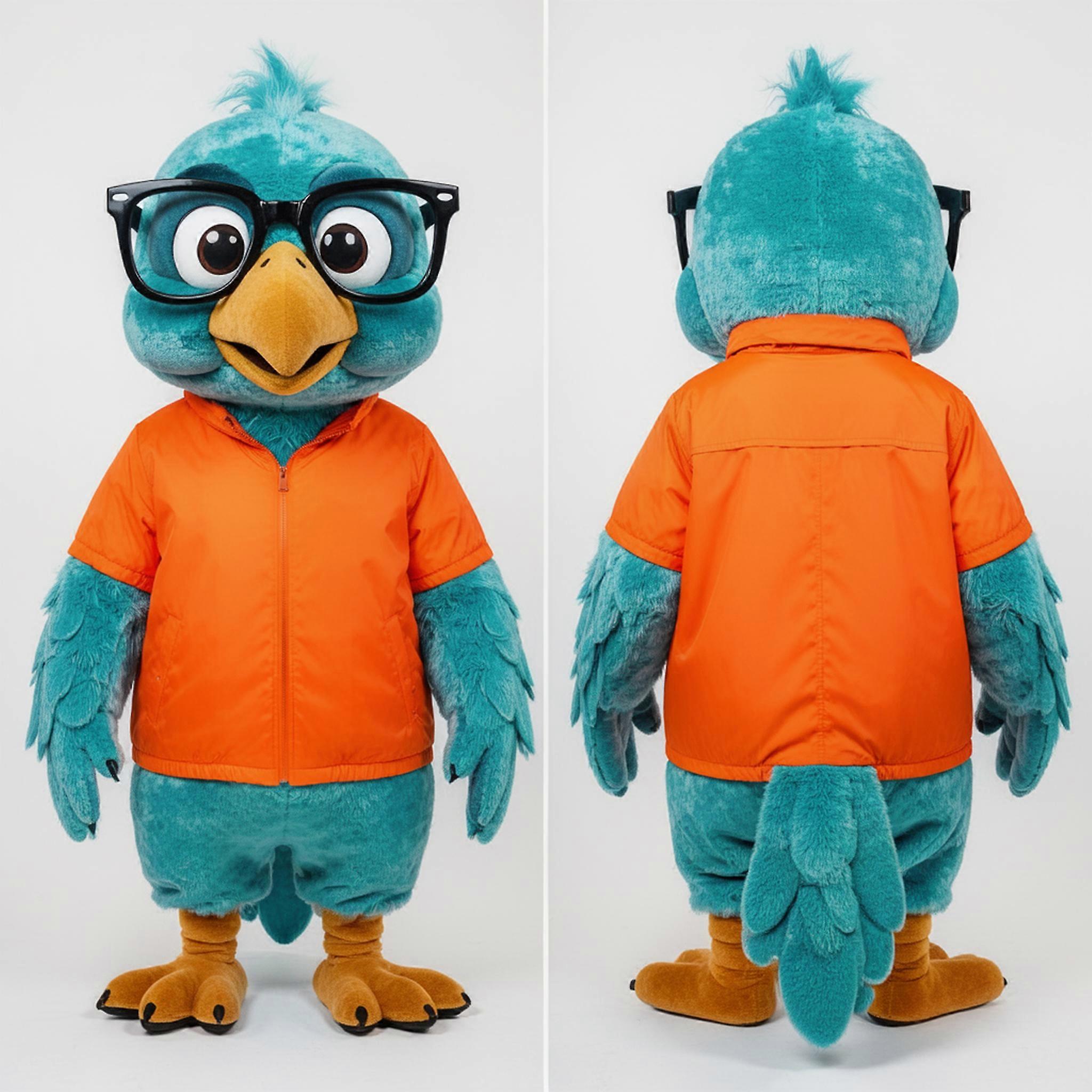MASTICOT Cyan Feathered Crow Mascot