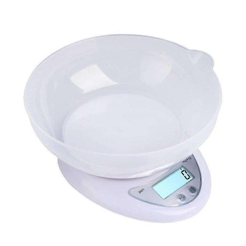 Electronic Kitchen Scale, 5kg, LCD Display, High Precision, White