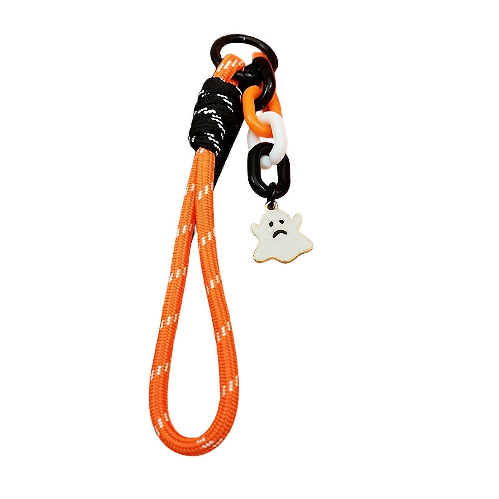 Braided Keychain for Halloween - Ghost & Pumpkin Bag Charm