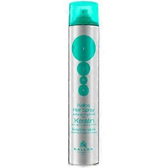 Spray de cabelo com queratina Kallos, fixação extra forte, 750 ml