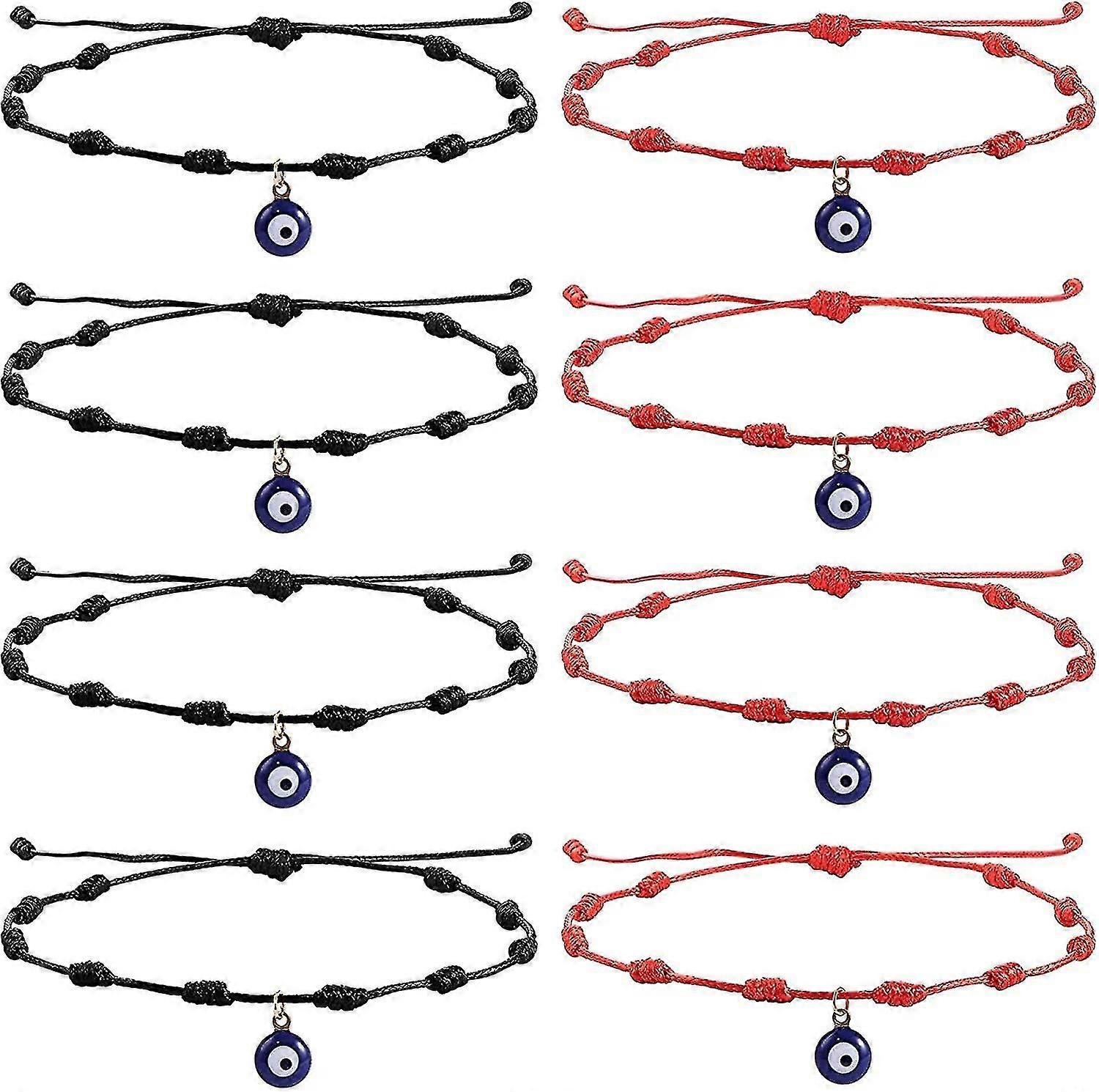 8pcs Evil Eye Bracelets Protection Red String Handmade Amulet Adjustable