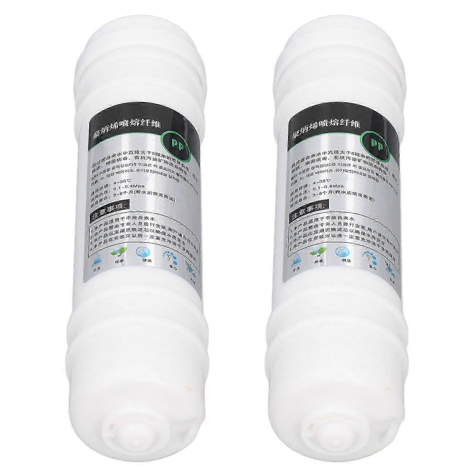 2 Pcs 10in PP Cotton Water Purifier Filter Quick Connect Replacement