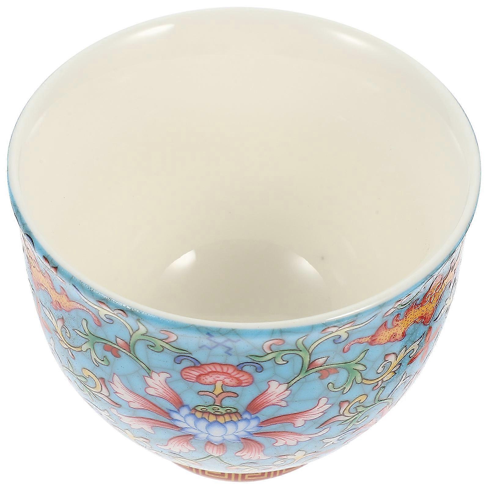 Flower Pattern Ceramic Tea Cup for Tea Drinking Home Teaware