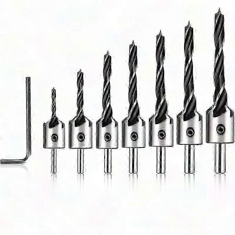 Hex Shank Countersink Drill Bits Set 3-10mm Wood Chamfering Tool for Carpentry