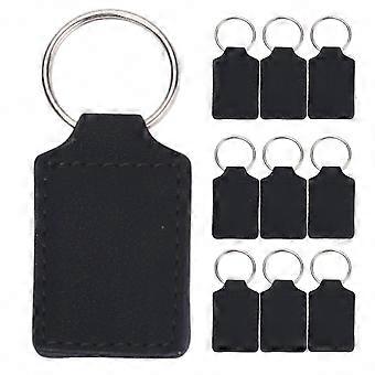 10 Pieces Sublimation Blanks PU Leather Keychains Rectangular Double-Sided Heat Transfer Key Chain Keychain Accessories brown