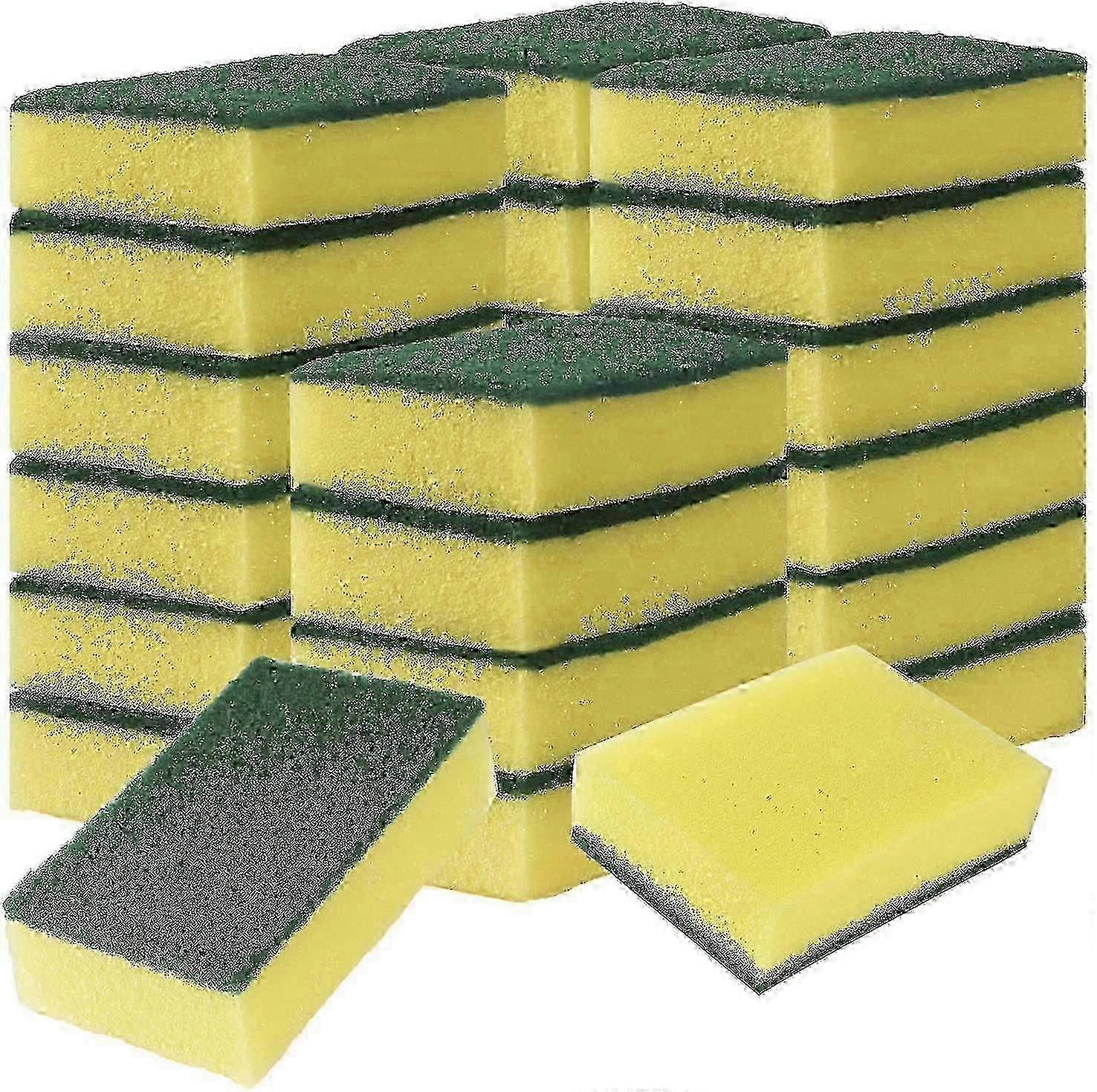 24 Pack Sponge Scrubber Scouring Pad Efficient Scratch Free Cleaning--