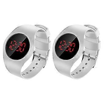 2pcs Children Led Electronic Watch Electronic Wrist Watches Creative Digital Watch compatible with Students (white)