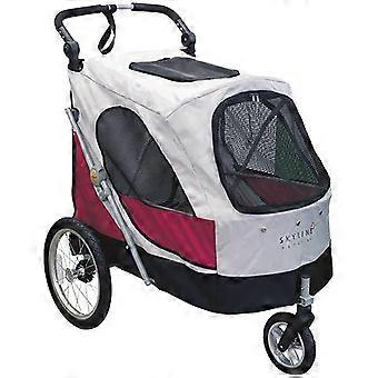 Pettio Wandelwagen Aventura-XL Grijs-Rood Honden Onder 45 kg