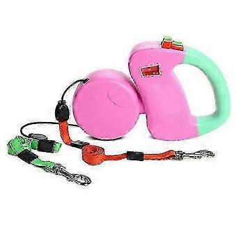 Dual Retractable Dog Leash, 3m Double-Head Lockable Extendable Leash, 360 Tangle-Free for Two Dogs, Black Grey Pink-xj