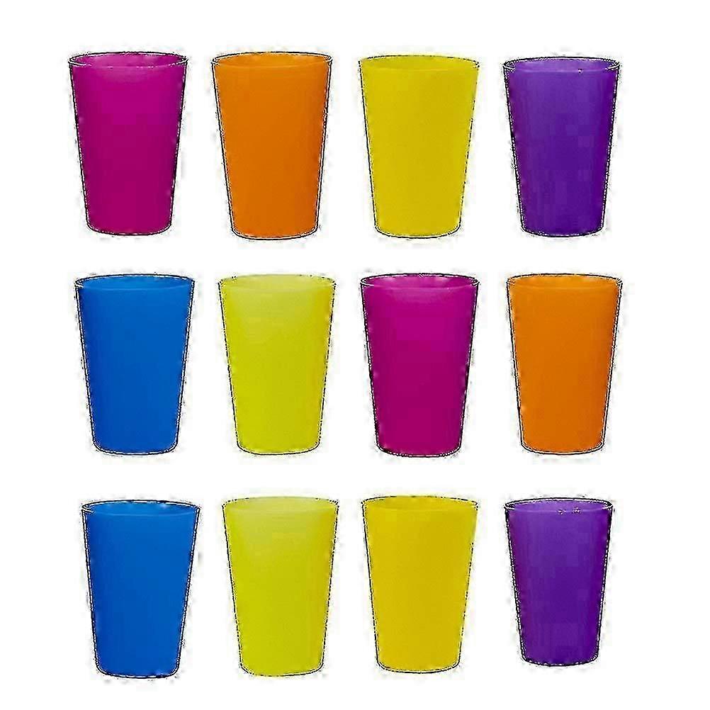 12-Piece Assorted Plastic Teeth Wash Cups - No Cover, Solid Colors