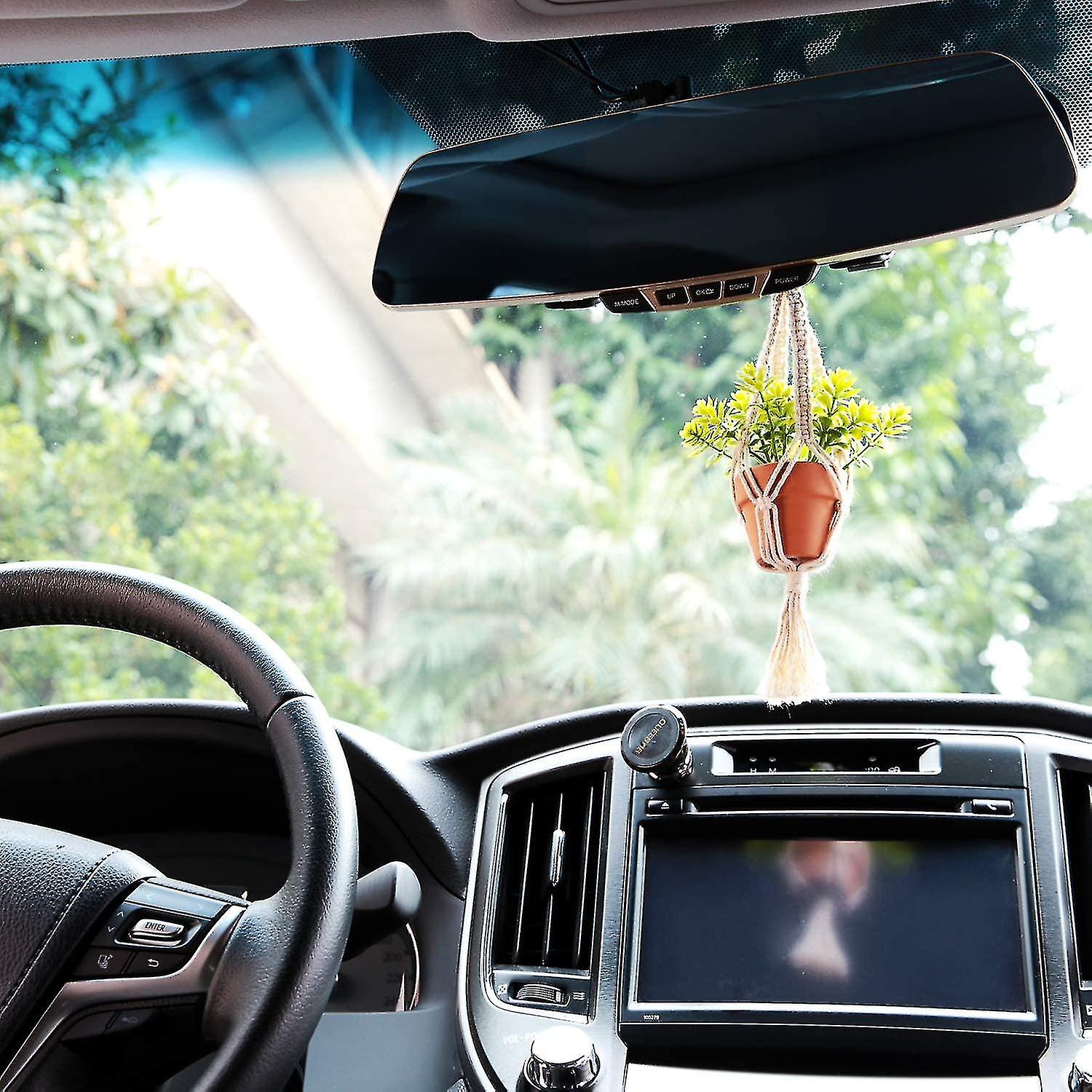 2 Pack Mini Macrame Plant Hangers Decorations, Cute Hanging Boho Decor For Wall Entryway Home Office