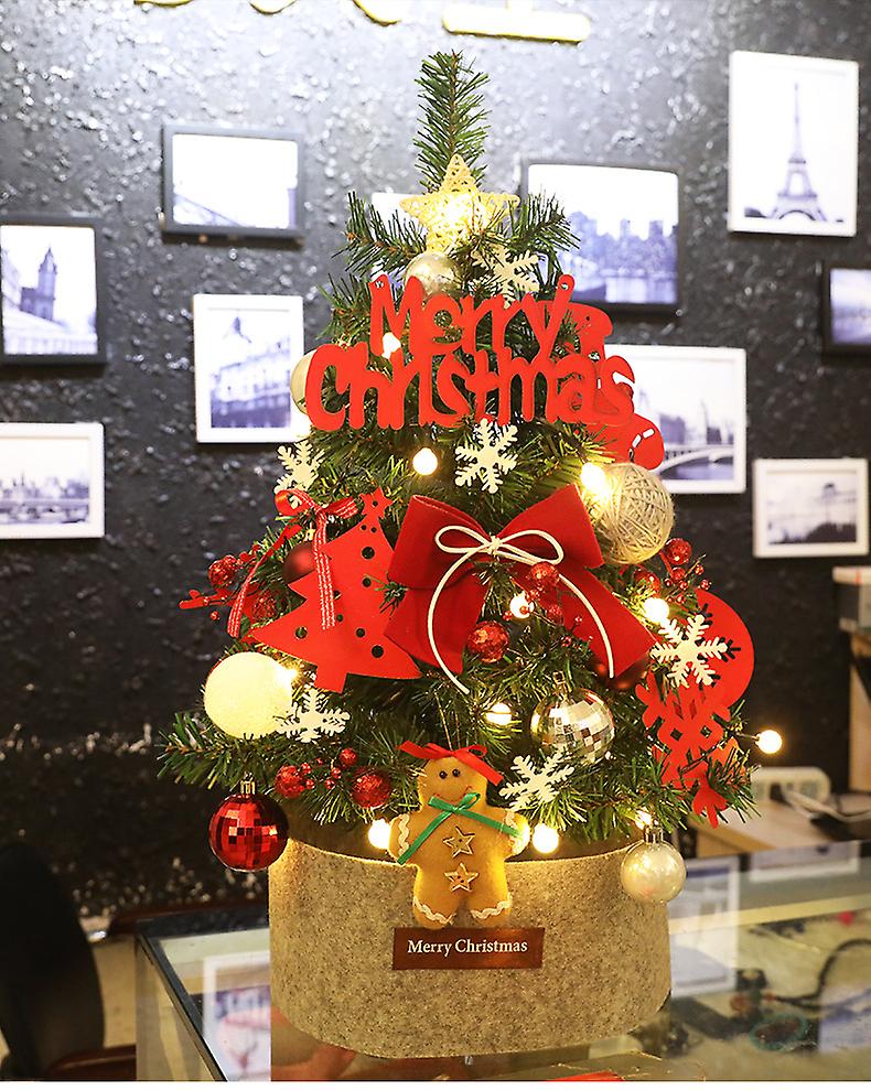 Albero decorativo, albero di Natale artificiale da tavolo con ornamenti a led con base, albero di Natale illuminato per la decorazione domestica Pxcl