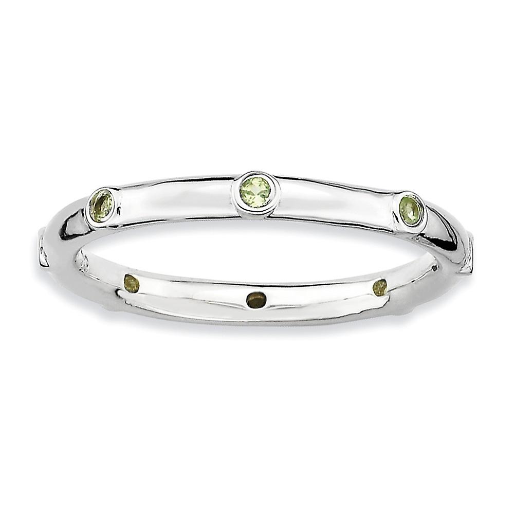 925 Sterling Silver Bezel Polished Stackable Peridot Ring-Stackable-Ring for Women - Ring Size: 5 to 10