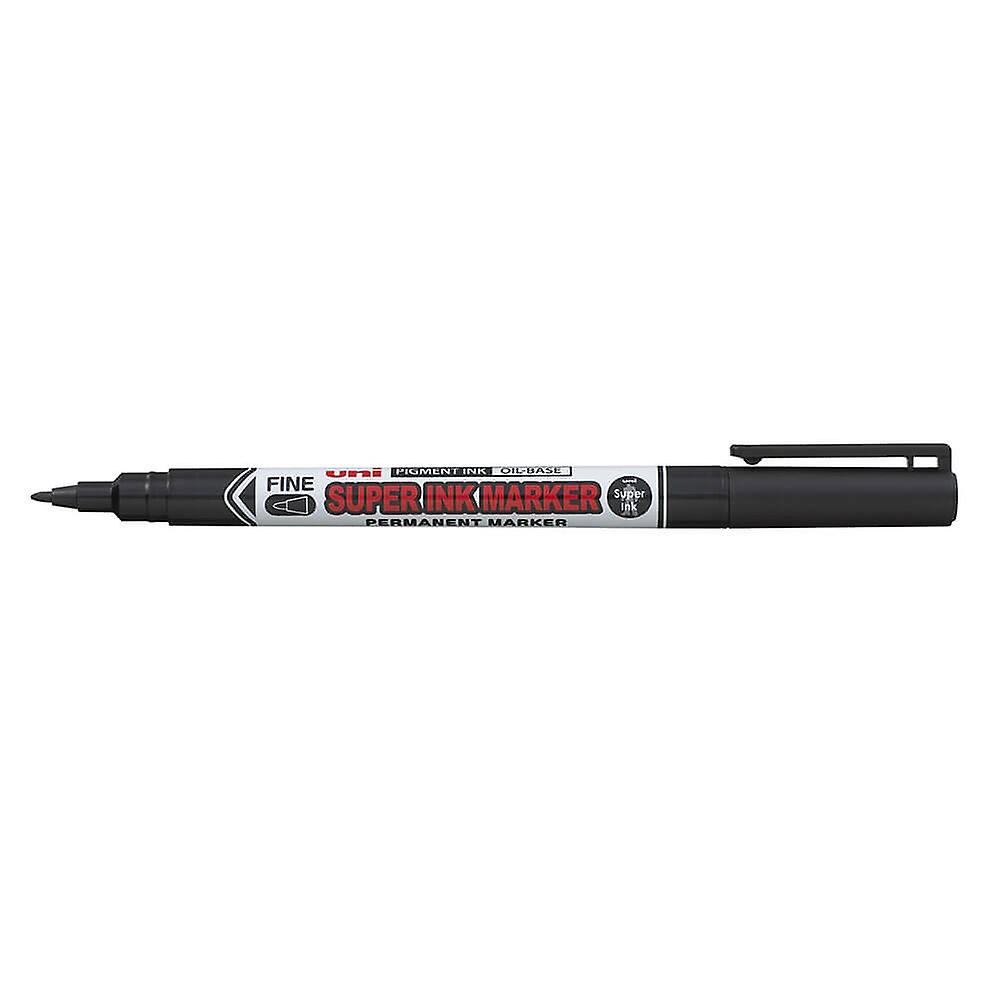 Uni Super Ink Oil Base Marker With 0.9mm Tip Black Water Resistant Box of 12