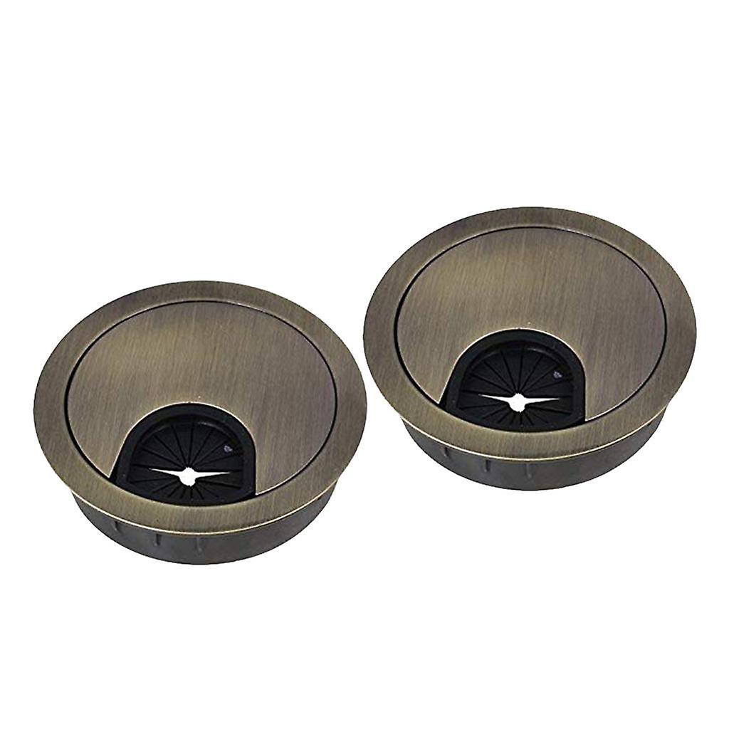 2Pcs 50mm Computer Schreibtisch Tisch Tülle Kabel Port Draht Loch Abdeckung Bronze