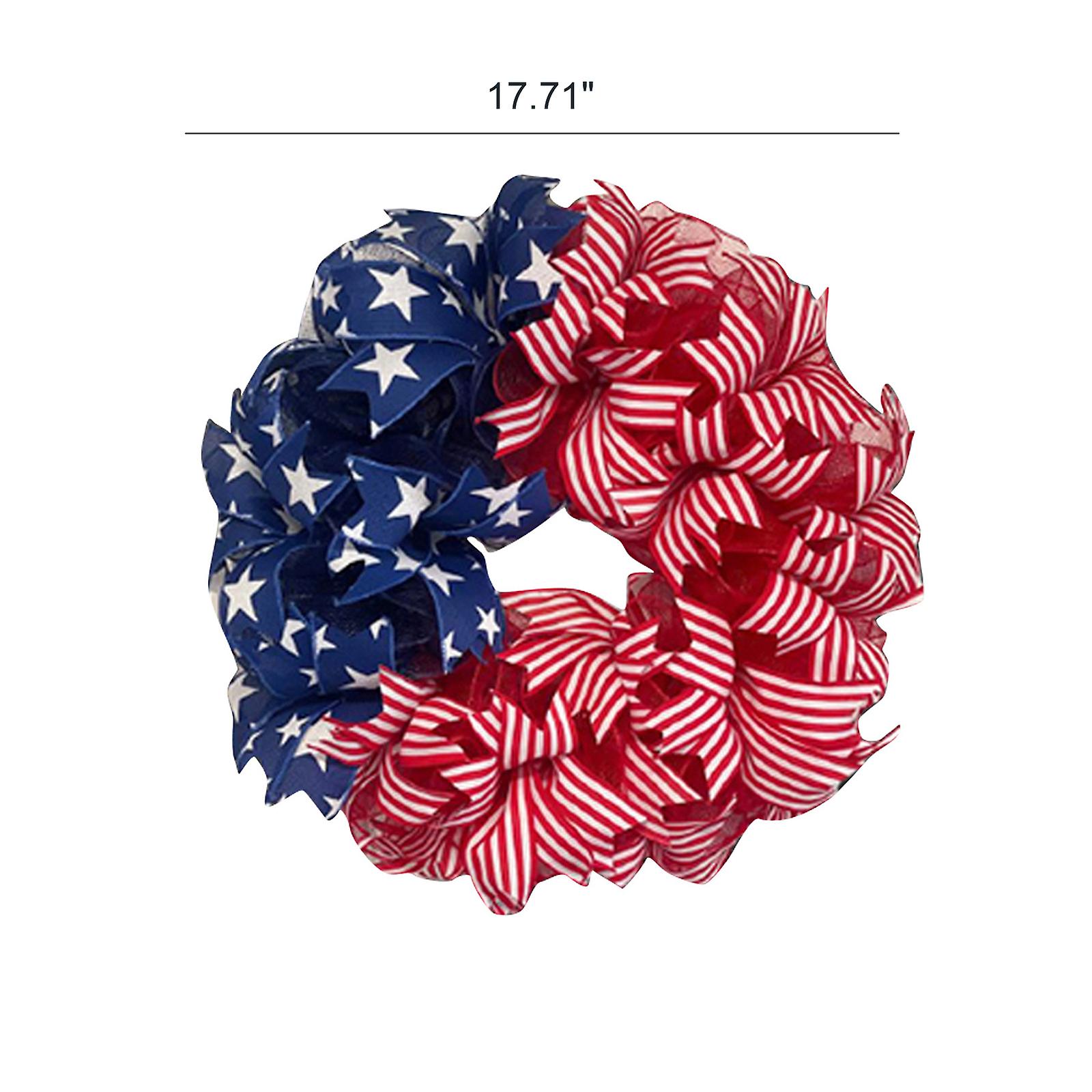 New Arrive Summer Patriotic Wreath 4th July Independence Day Wreath Burlap Farmhouse Wreath Memorial Day America Wreaths