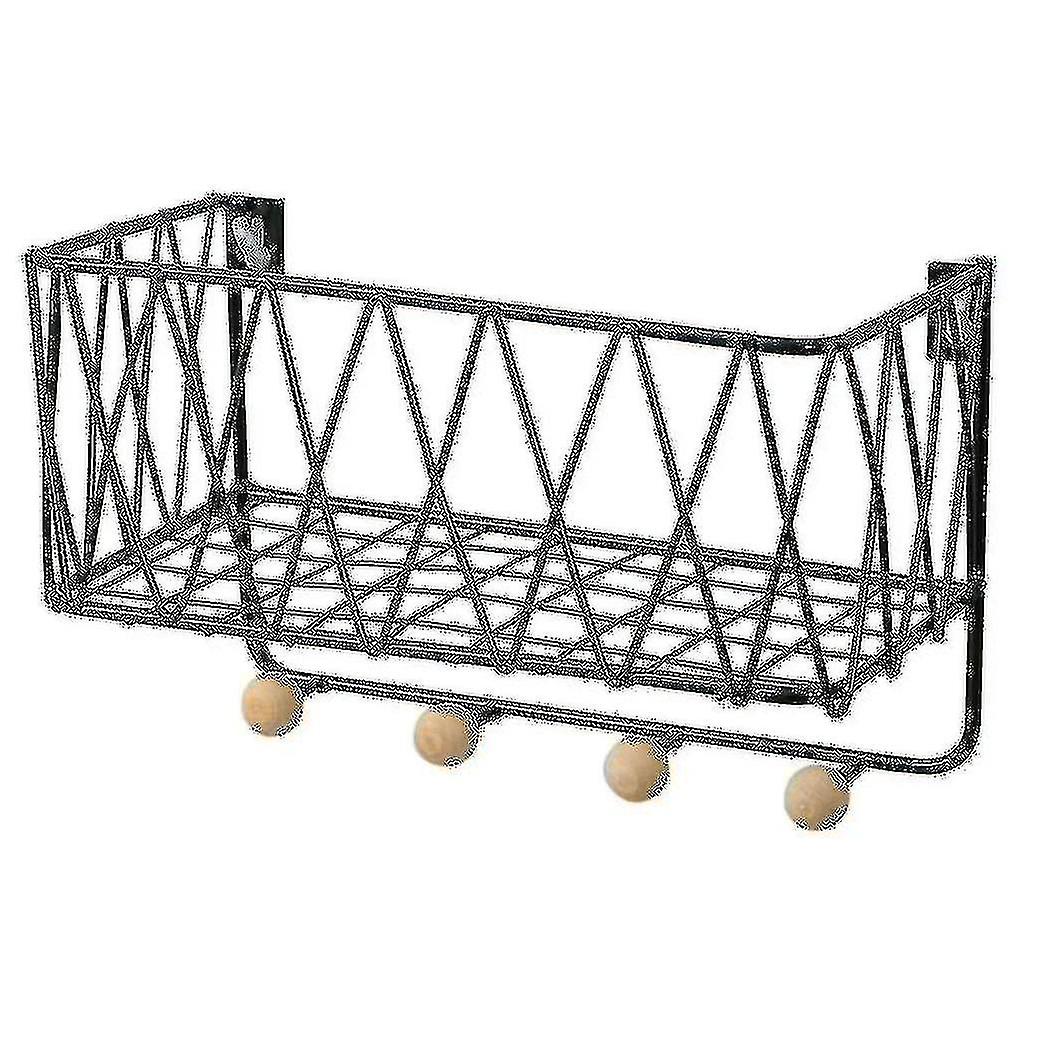 Iron Wall Shelf Wall-mounted Storage Rack Kitchen Hook Bedroom,b