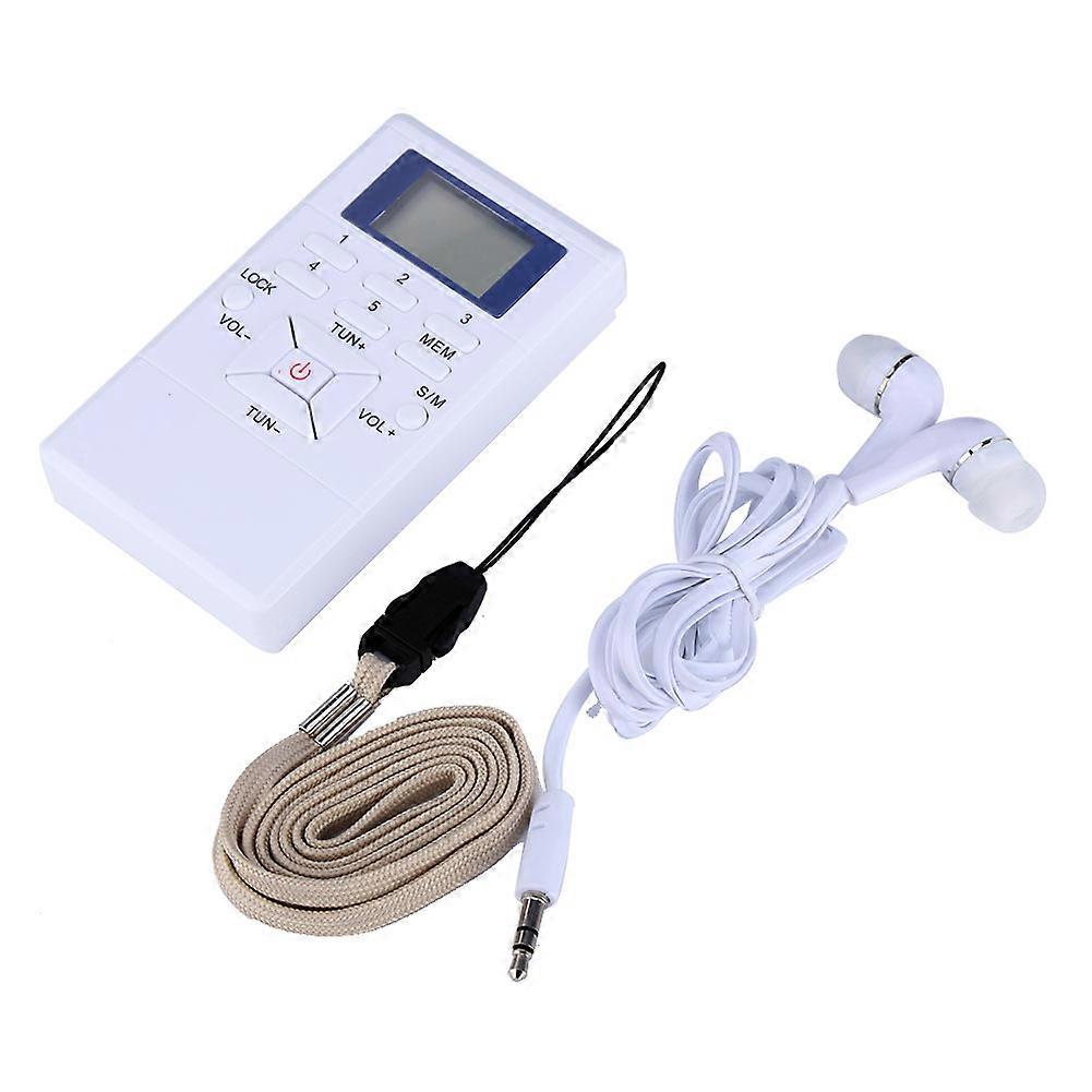 Mini Portable LCD FM Radio Digital Signal Processing Wireless Receiver With Earphone White