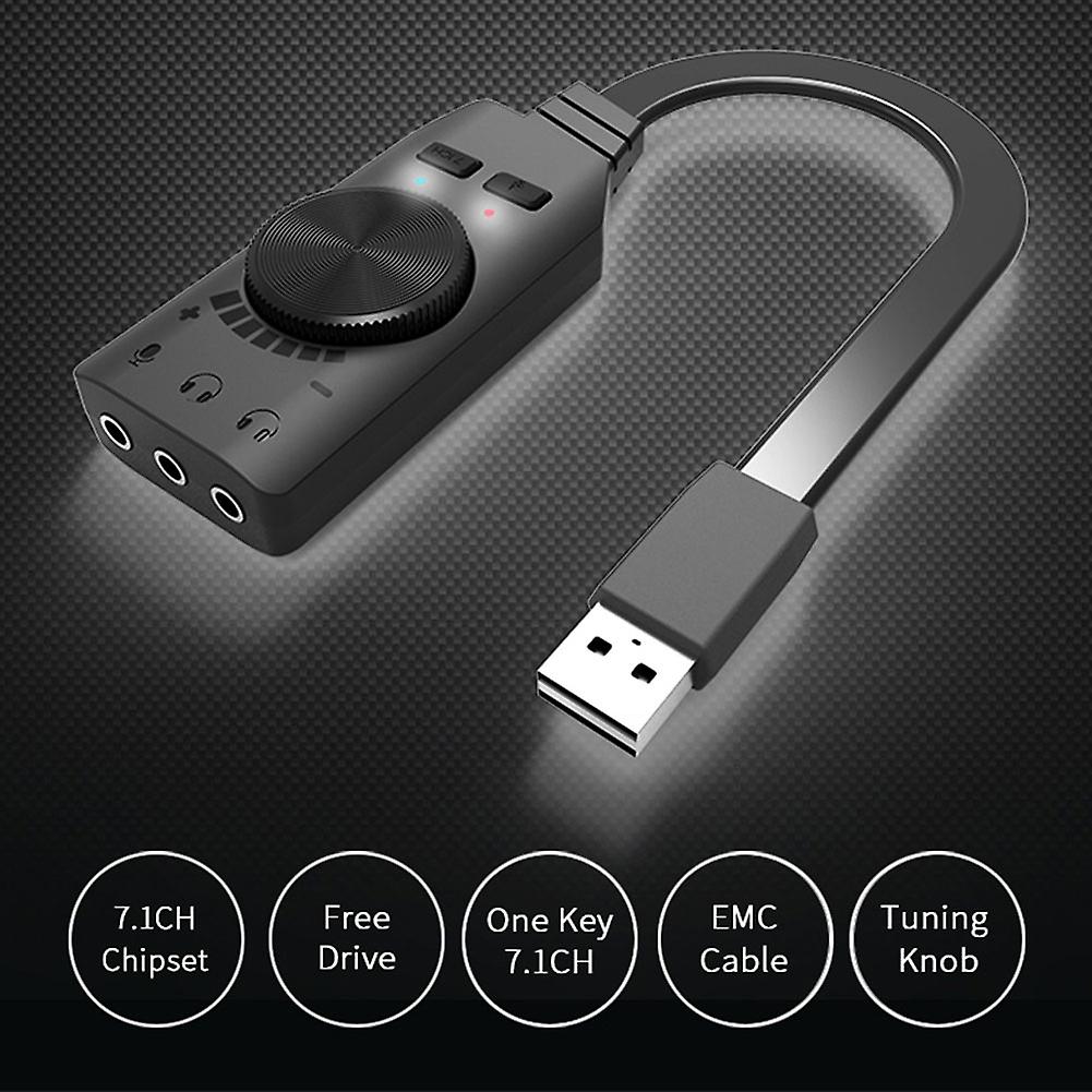 Headset Audio Jack Cable Adapter Switch Volume Adjustment Gs3 7.1 Channel Usb Sound Card Adapter External Volume Adjustable