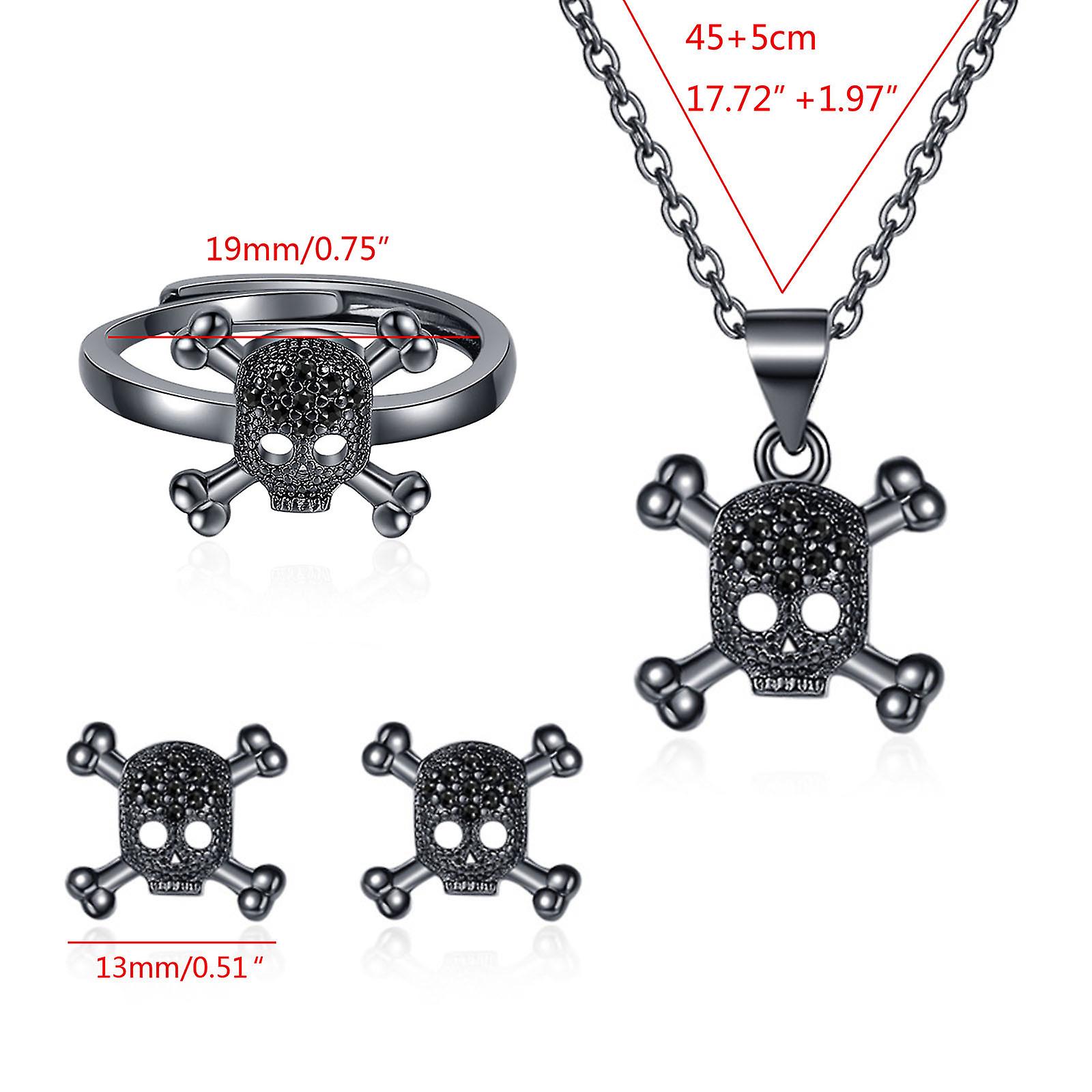 Retro Skeleton Bague Collier Créativité Oreille Clous Pendentif Déclaration Bijoux