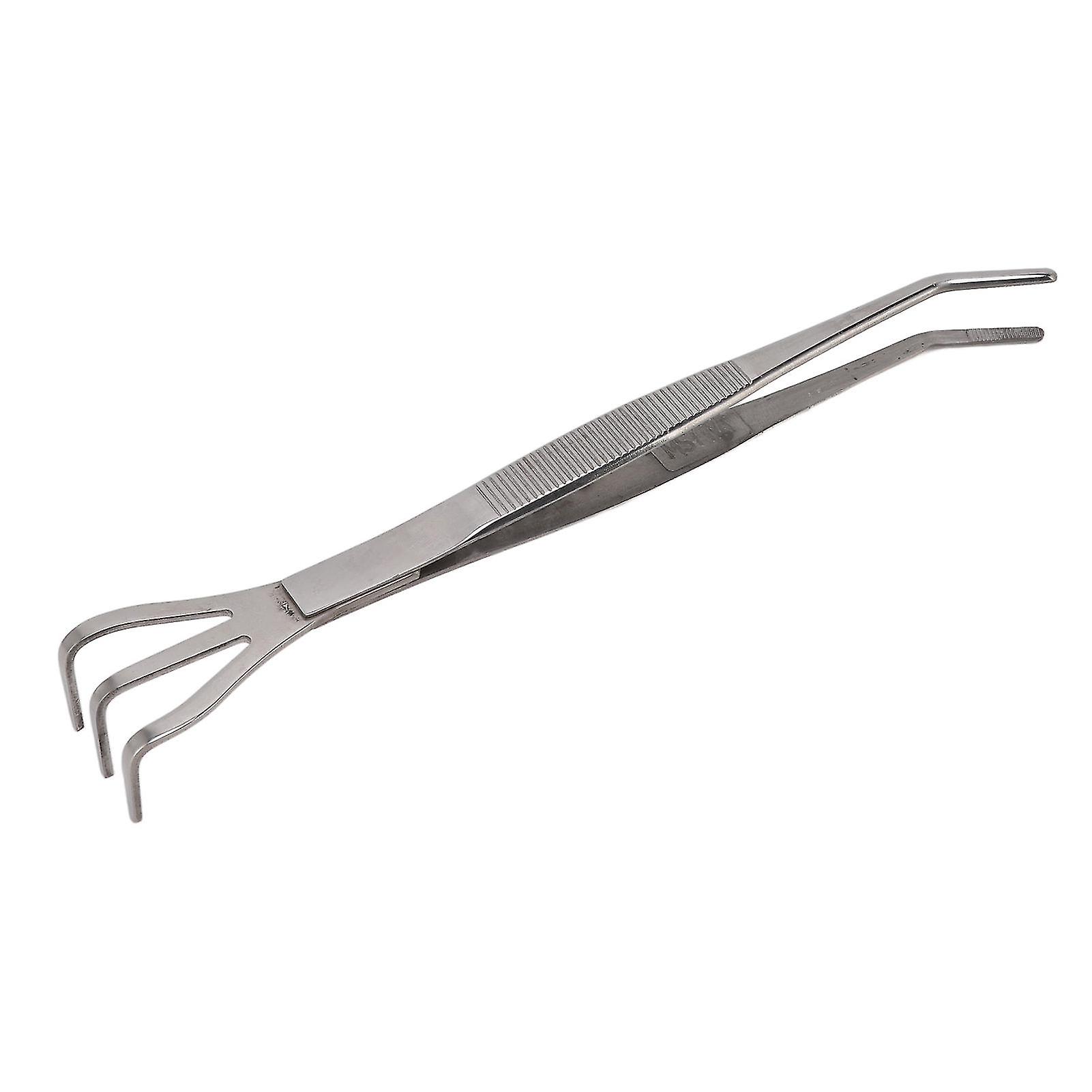 Root Rake with Tweezer 3 Prong Stainless Steel Loosen Soil Bonsai Tree Tools with Ergonomic Handle Bent